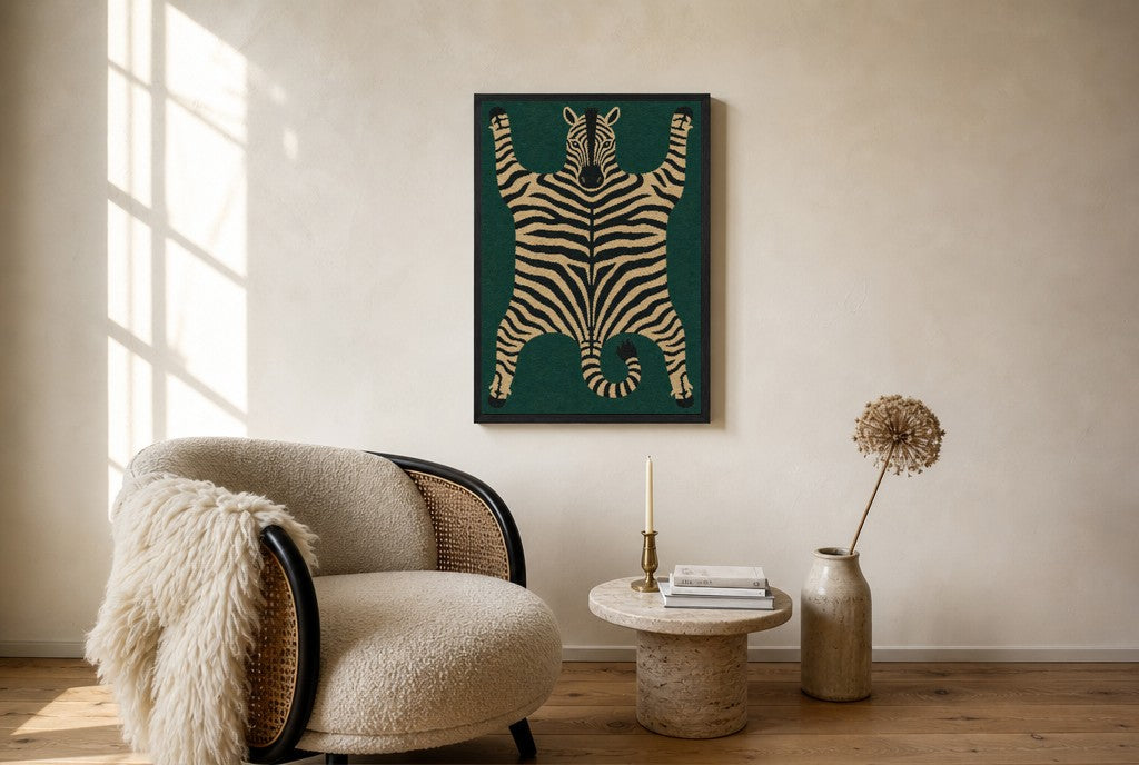 Tiger Skin, Faux Obviously, floor-leaning in living room