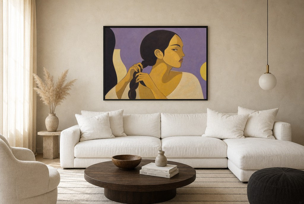 One Long Braid, floor-leaning in living room