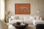 Flat Greyhound, floor-leaning in living room