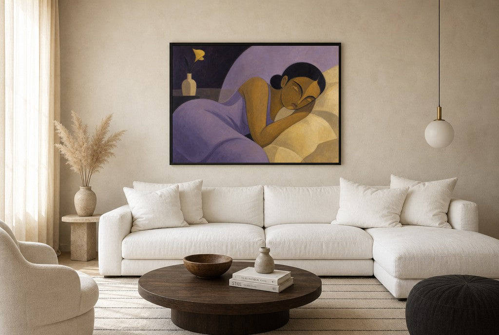 Calla Lily Sleep, floor-leaning in living room