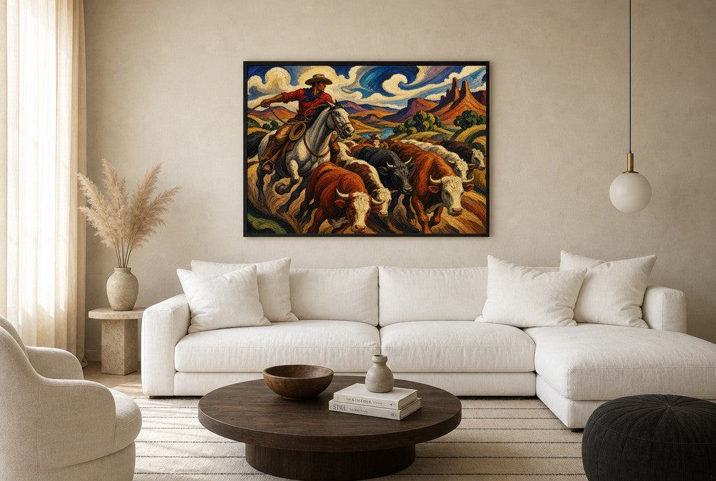 Moving the Herd, floor-leaning in living room