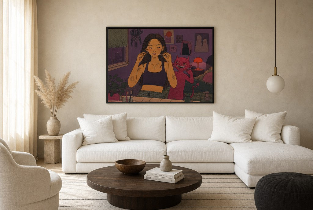 Flossing, Supervised, floor-leaning in living room