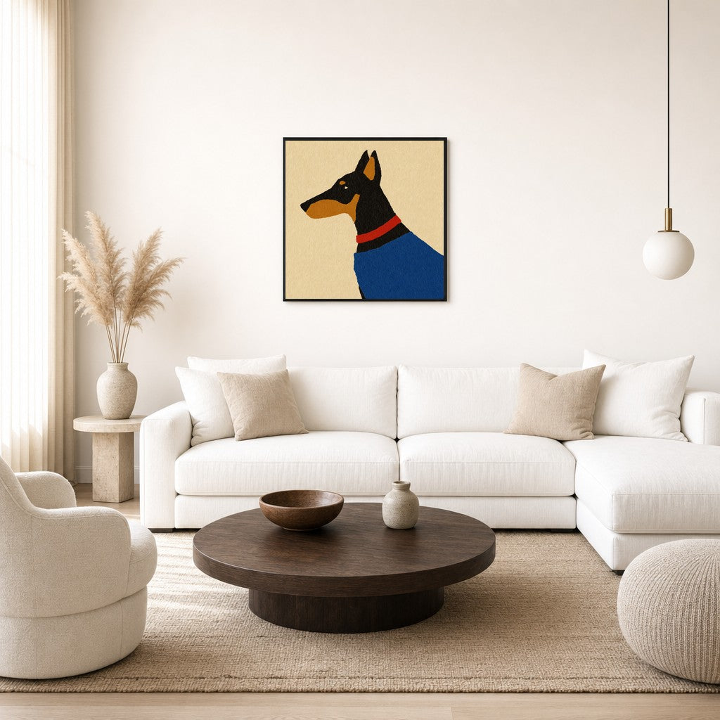 House Dog, Oxblood, floor-leaning in living room