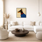 House Dog, Oxblood, floor-leaning in living room
