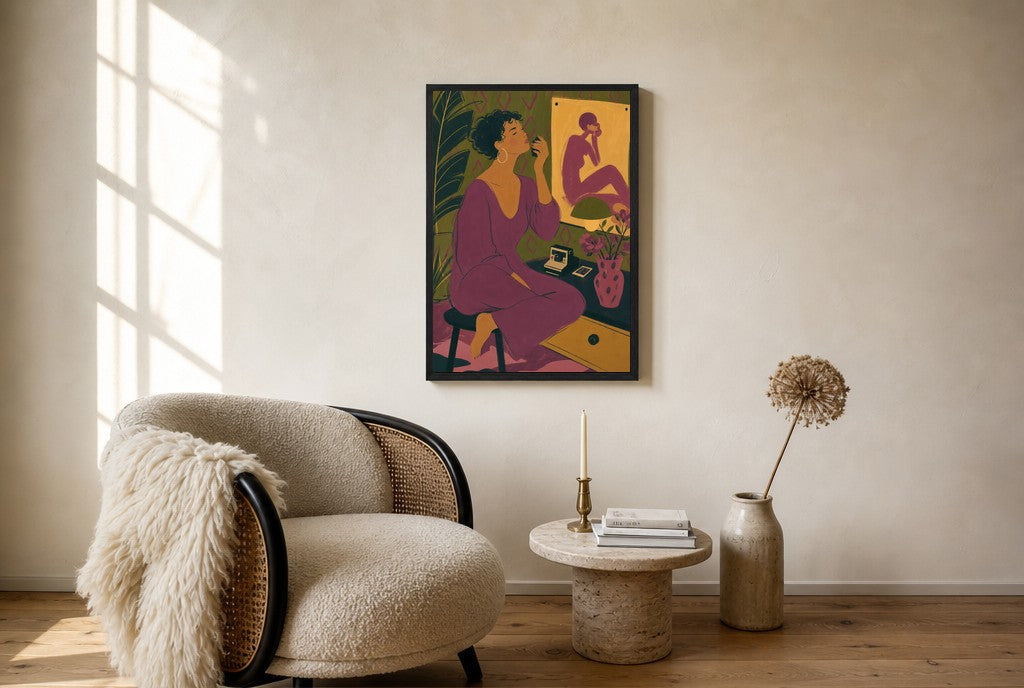 Touching Up, Plum, floor-leaning in living room