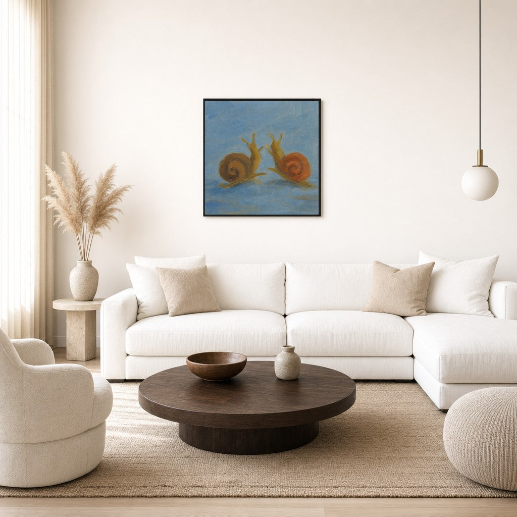 Two Snails, floor-leaning in living room