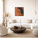 Profile in Coral, floor-leaning in living room