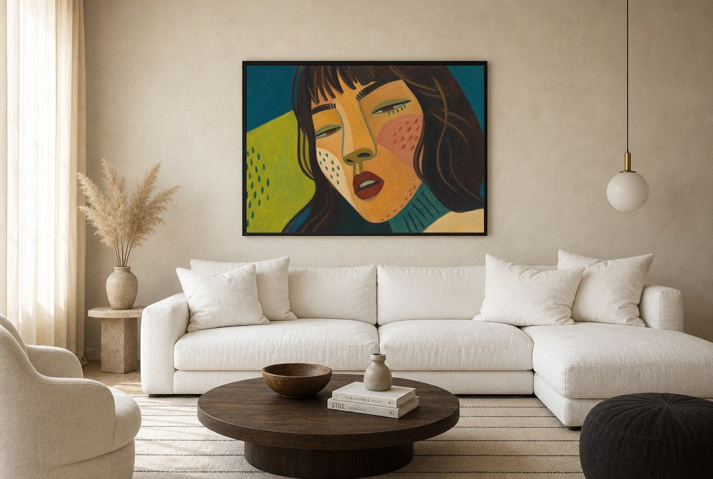 Bored, Beautifully, floor-leaning in living room