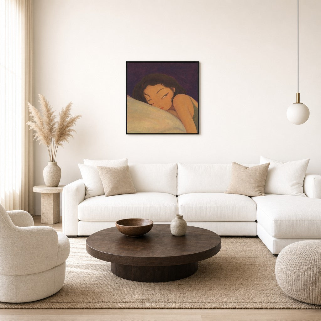 Blue, Briefly, floor-leaning in living room