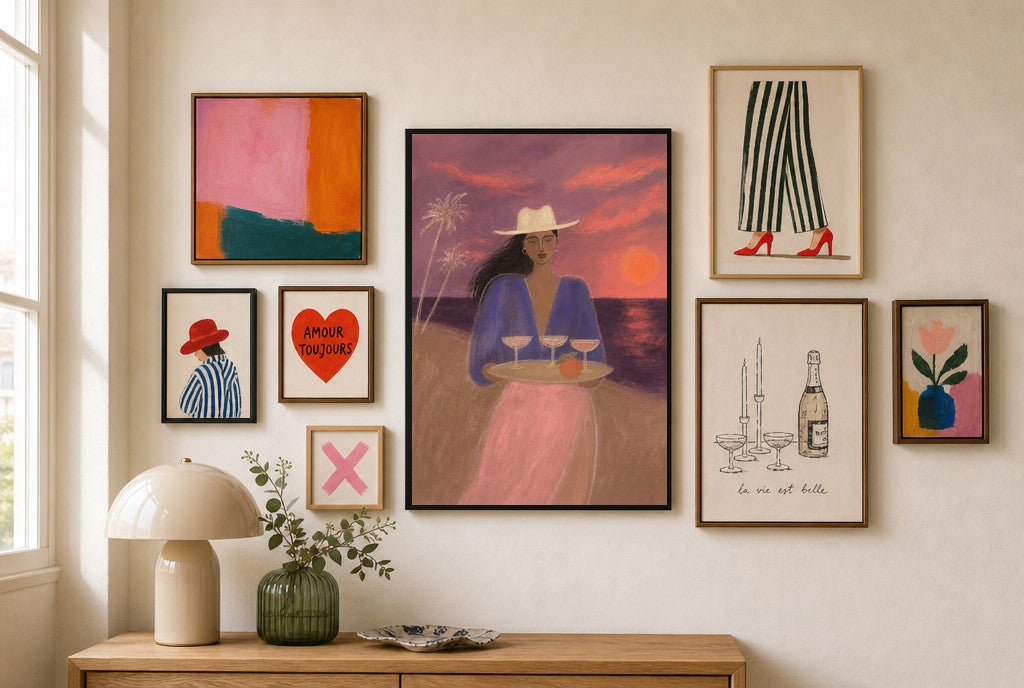 Drinks at the Beach, Alone, in gallery wall