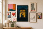 Teal Night, Cellist, in gallery wall