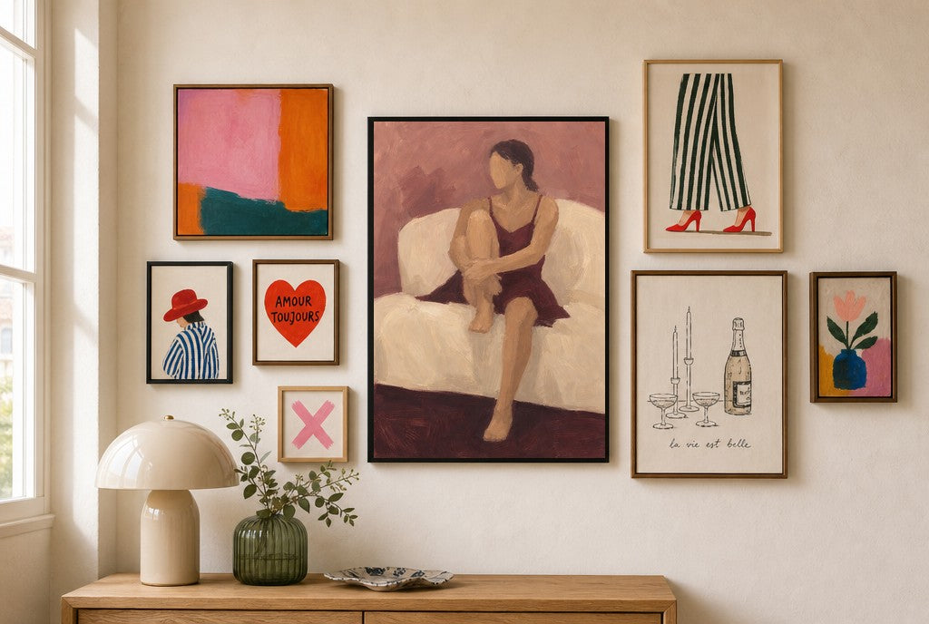 Burgundy Slip, in gallery wall