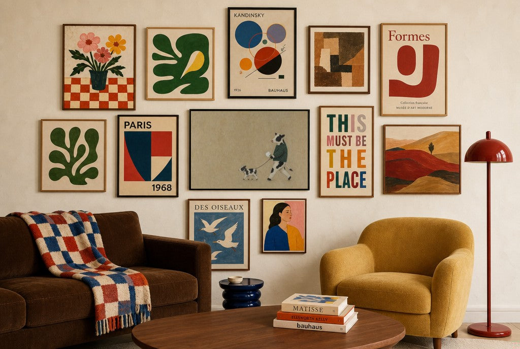 Just the Two of Us mixed into a layered gallery wall of varied frame sizes.