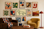 Line Fox in Scarf, in gallery wall