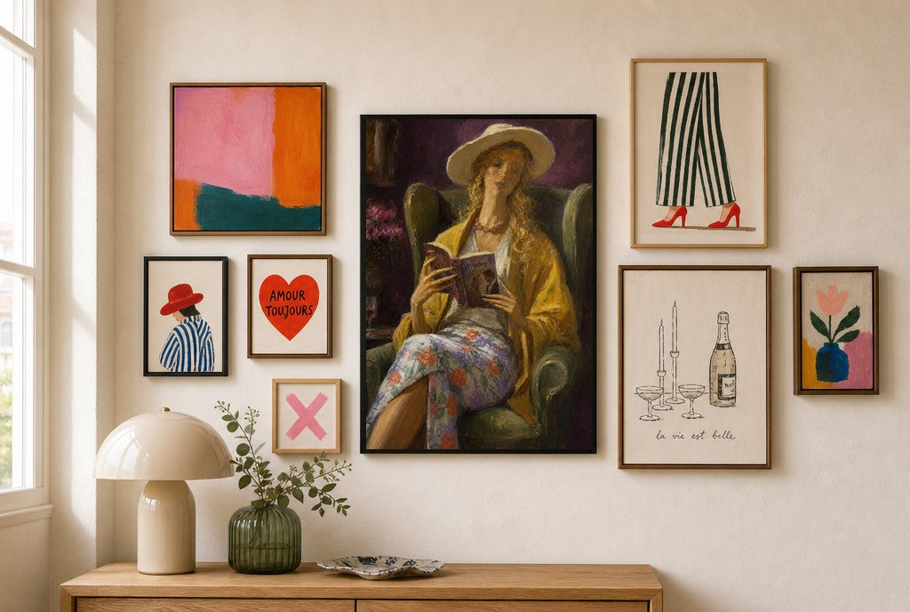A Good Chair, a Better Book, in gallery wall