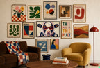 Riviera Mood mixed into a layered gallery wall of varied frame sizes.