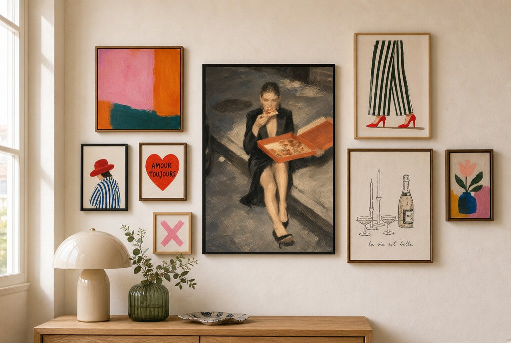 Couture and a Slice, in gallery wall