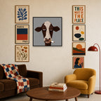 Cigarette, Square mixed into a layered gallery wall of varied frame sizes.