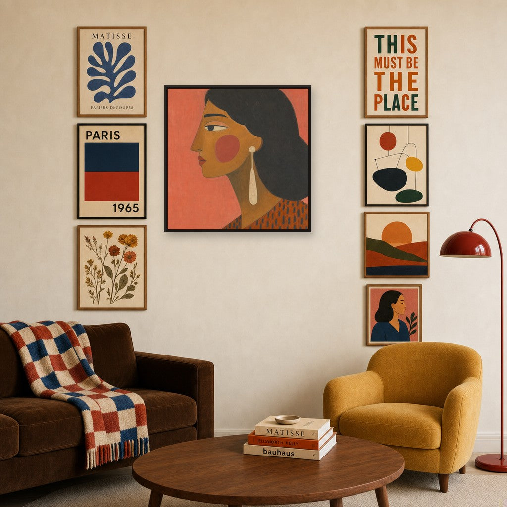 Profile in Coral, in gallery wall