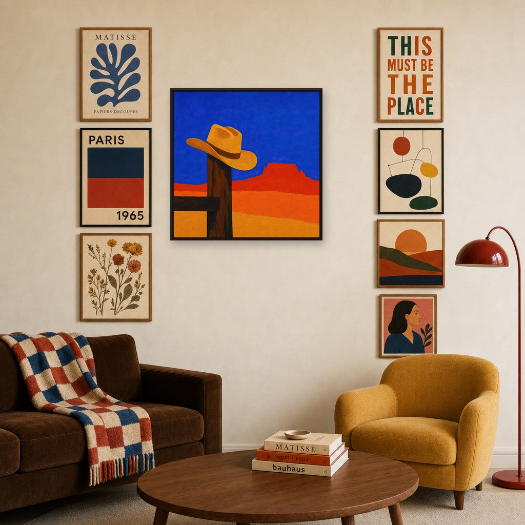 Hat on the Post, in gallery wall