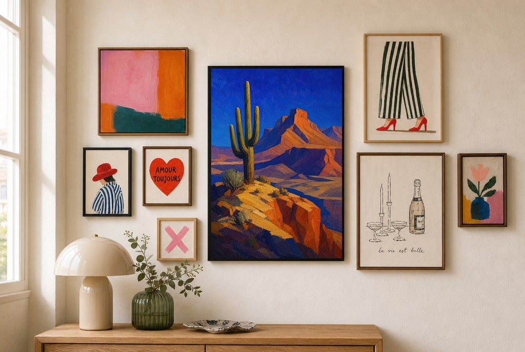 One Cactus, No Apologies, in gallery wall