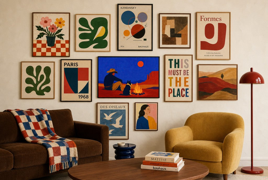 Two by the Fire, in gallery wall