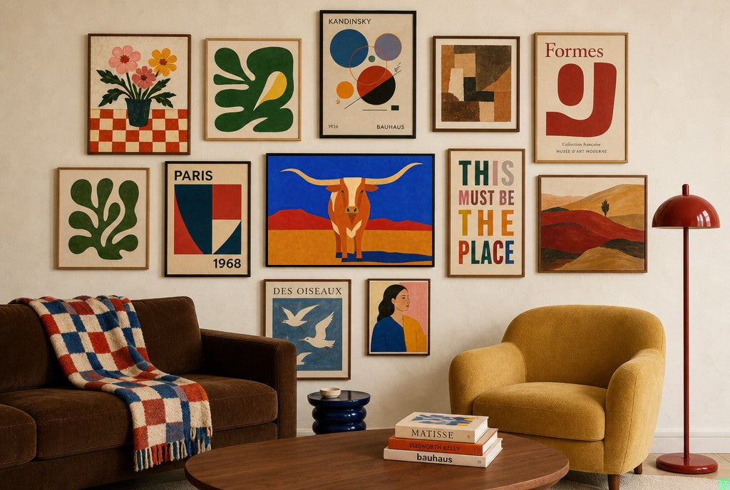 Longhorn, Unbothered, in gallery wall