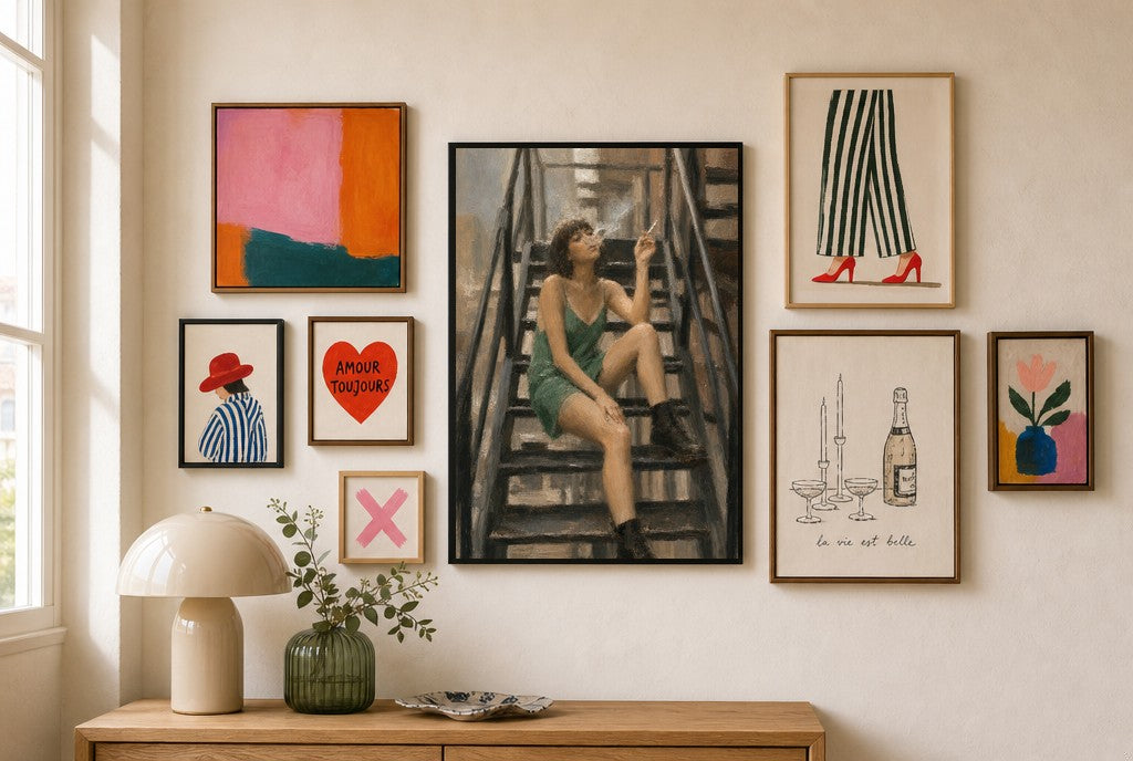 Tiara, Combat Boots, in gallery wall
