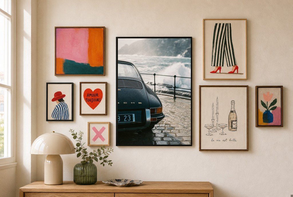 Porsche, Parked in the Spray, gallery wall