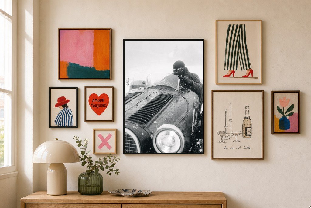 Snow Behind the Wheel, gallery wall