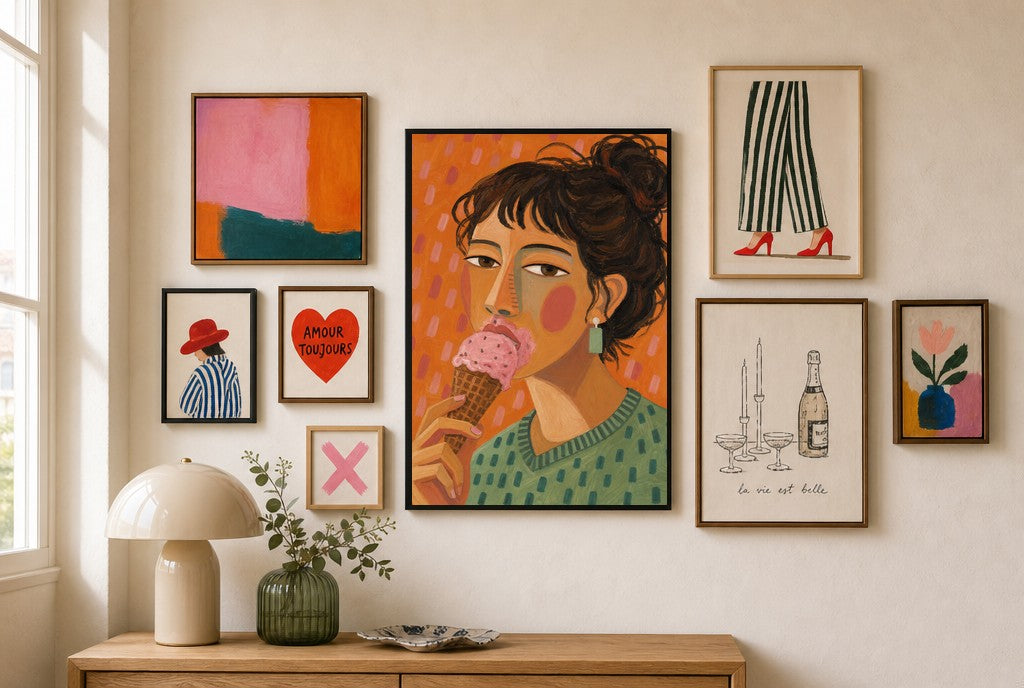 One Scoop, No Regrets, in gallery wall