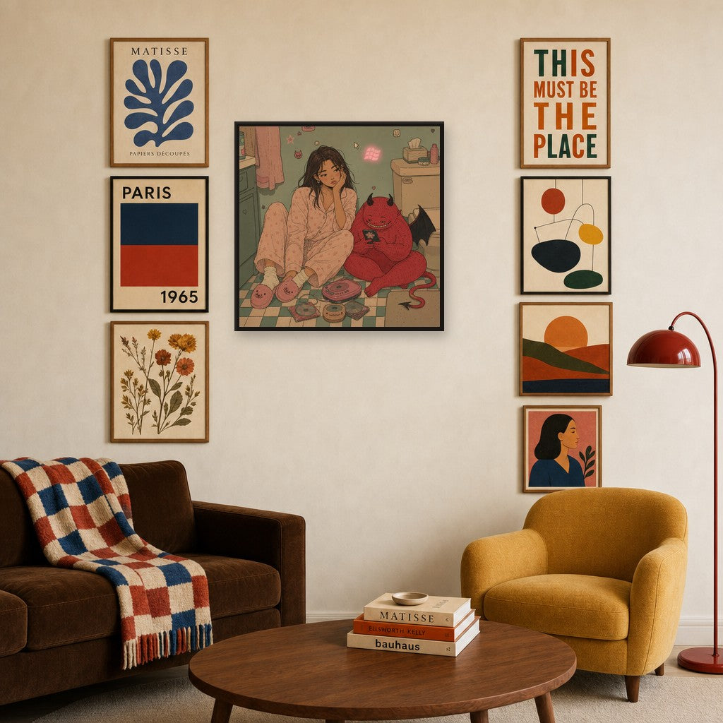 Doomscrolling, Together, in gallery wall