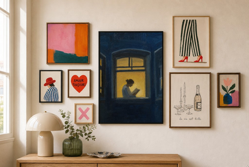 Blue Night, Reader, in gallery wall