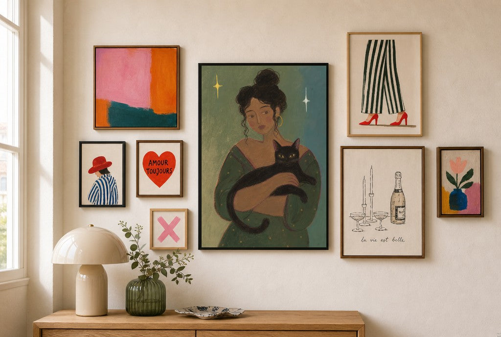 The Femme and Her Familiar, in gallery wall