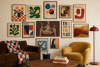 Sunday Afternoon mixed into a layered gallery wall of varied frame sizes.