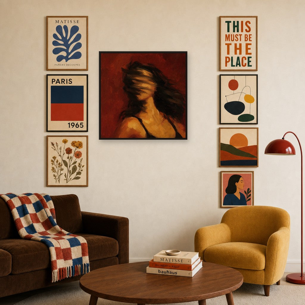 Hair Whip, Oxblood Wash, in gallery wall