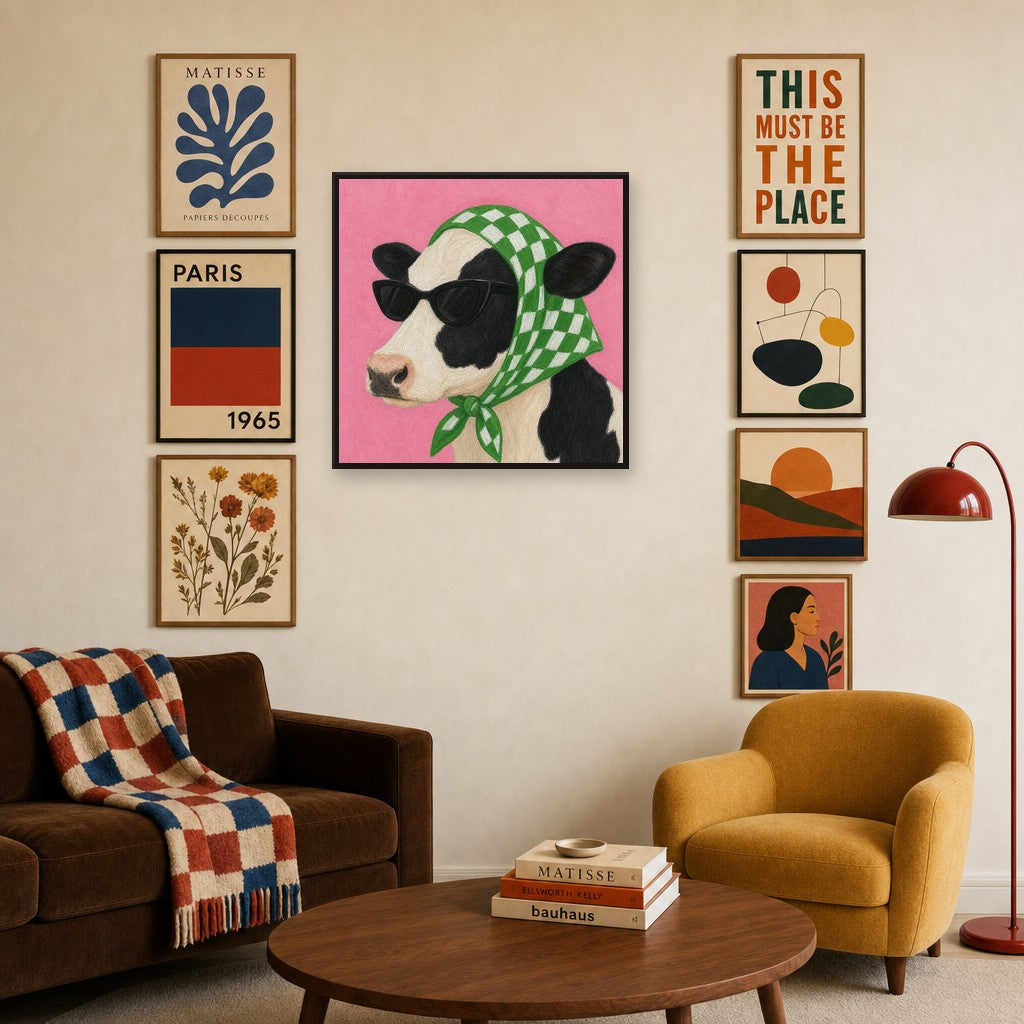 Off-Duty mixed into a layered gallery wall of varied frame sizes.