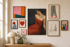 Red Dress, Charcoal, in gallery wall