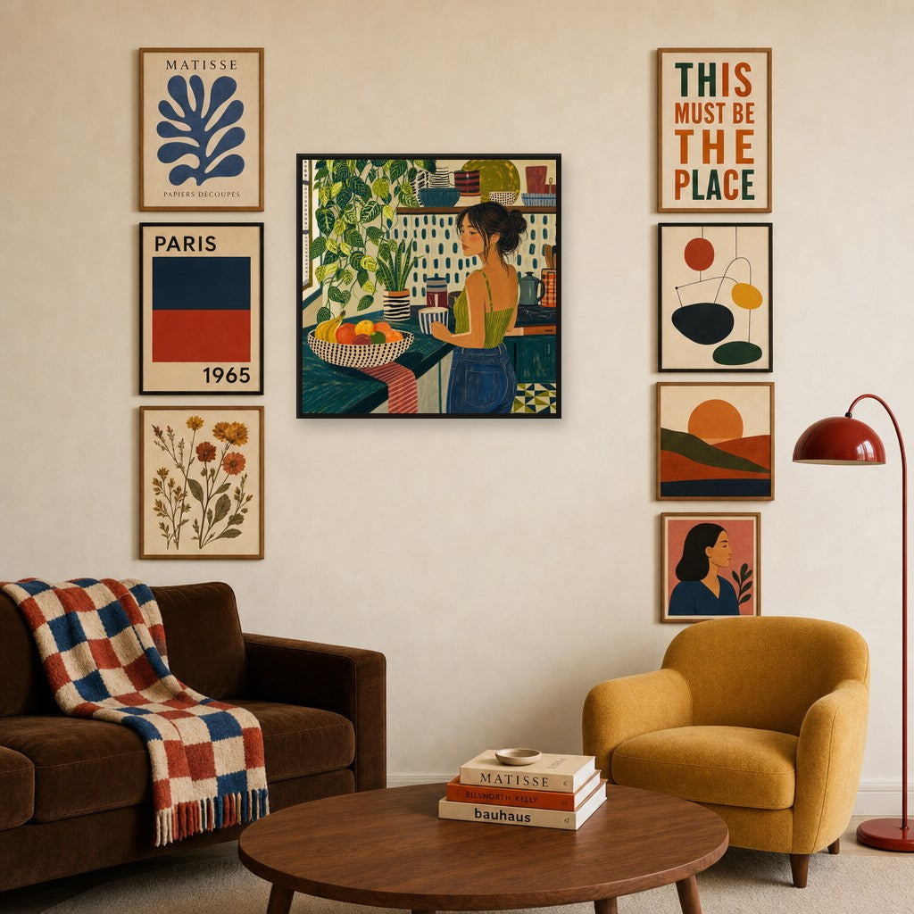 Coffee Before Words, in gallery wall