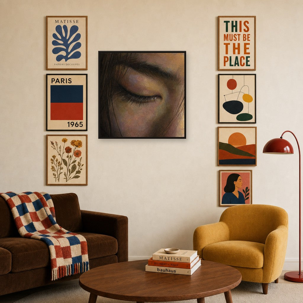 Just Resting My Eyes, in gallery wall
