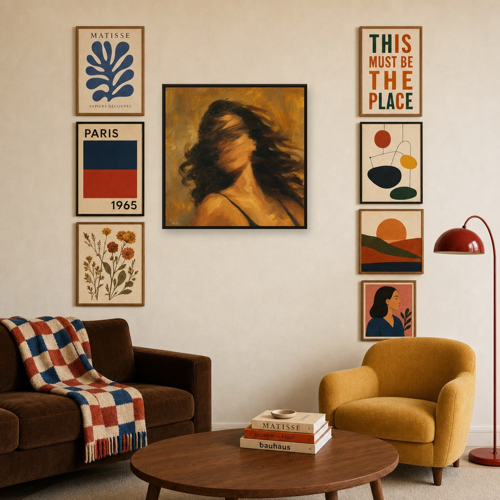 Hair Whip, Ochre Wash, in gallery wall