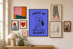 Walk of Glory mixed into a layered gallery wall of varied frame sizes.