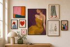 Mustard Dress, Plum, in gallery wall