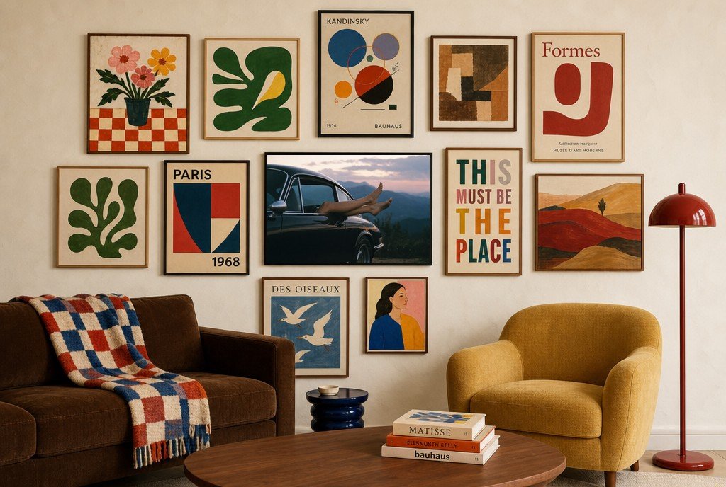 Legs Out, Top Down, gallery wall