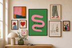 If I Was a Worm mixed into a layered gallery wall of varied frame sizes.