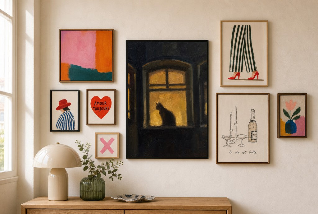 Amber Window, Cat, in gallery wall