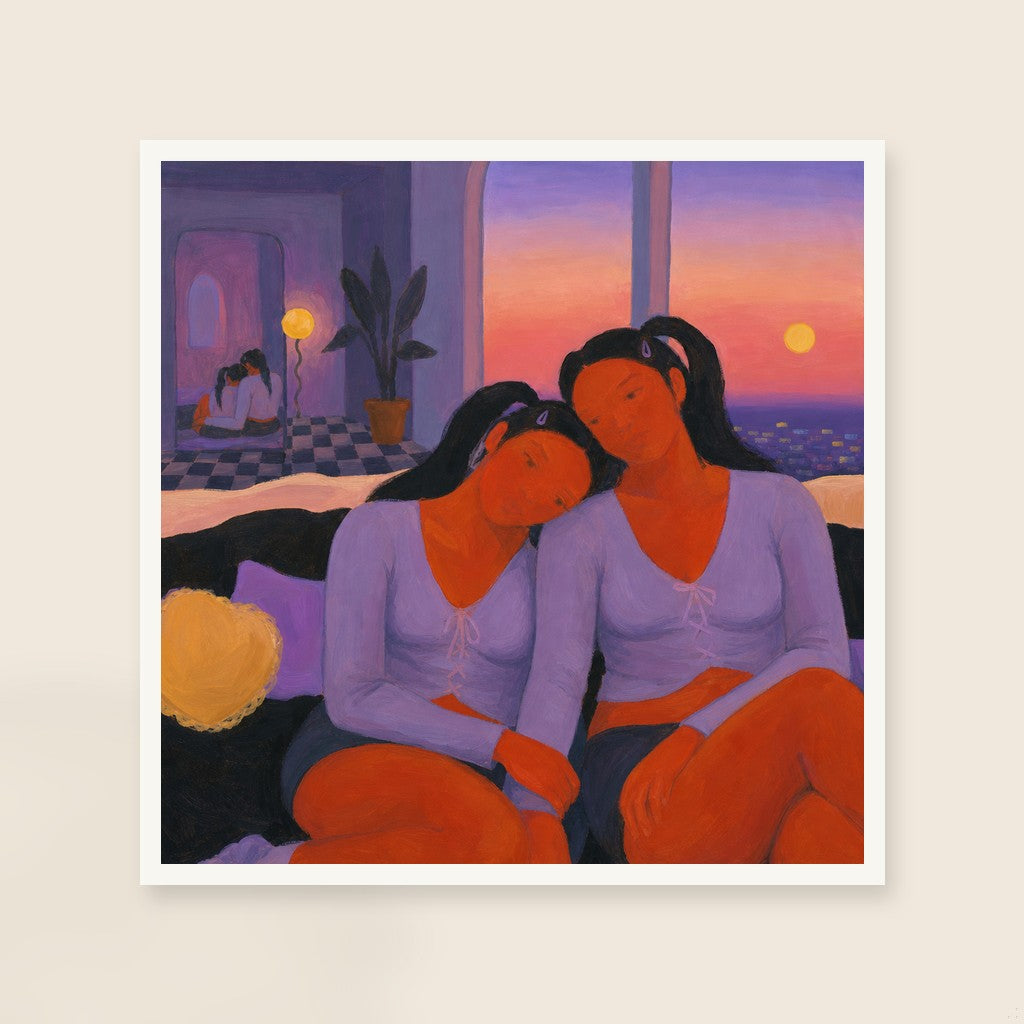 Us, at Sundown, framed close-up, white