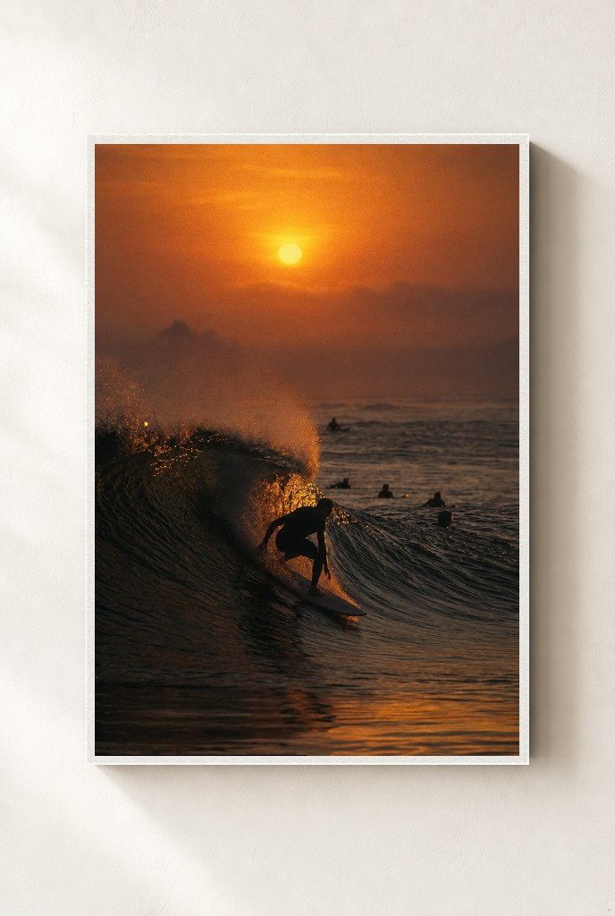 Drop at Sundown, framed, white