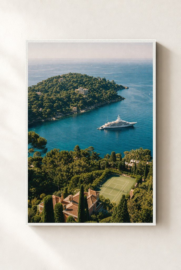 Coast and Tennis Court, framed, white