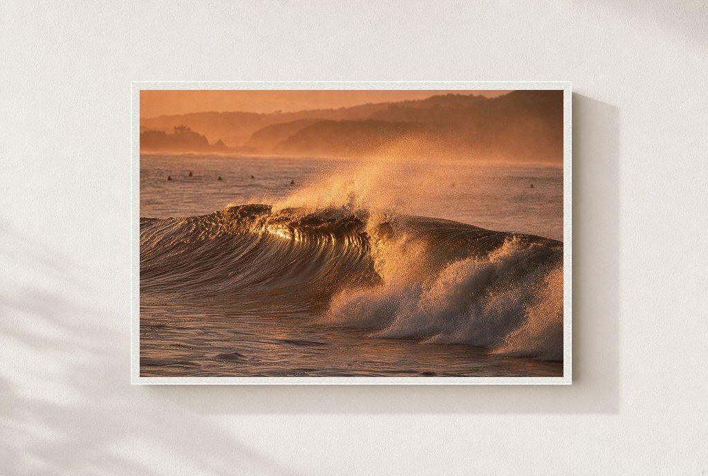 Golden Hour Break, framed, white